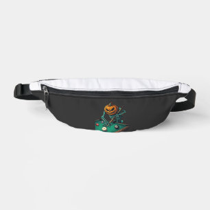 Halloween Pumpkin Skeleton Playing Pool Billiards Bum Bags