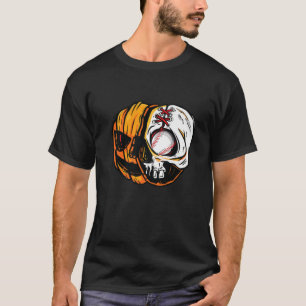 Halloween Pumpkin Skeleton Skull Baseball Player C T-Shirt