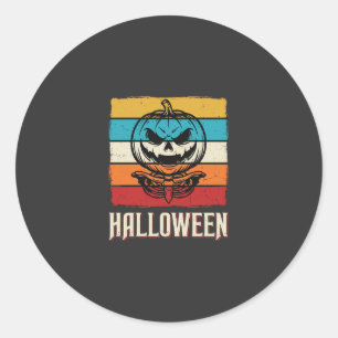 Halloween Pumpkin Skull Retro Vintage Classic Round Sticker