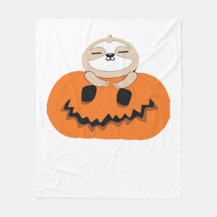 Halloween Pumpkin Sloth Classic T-Shirt Fleece Blanket
