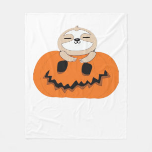 Halloween Pumpkin Sloth Classic T-Shirt Fleece Blanket