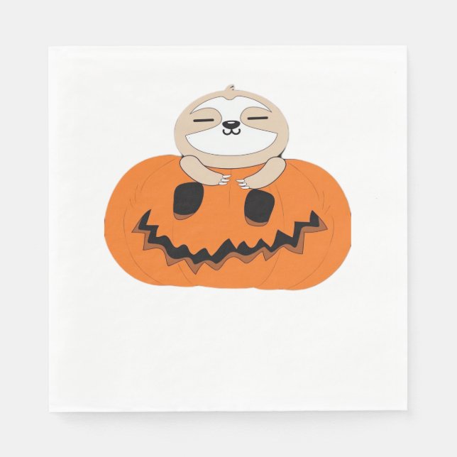 Halloween Pumpkin Sloth Classic T-Shirt Napkin (Front)