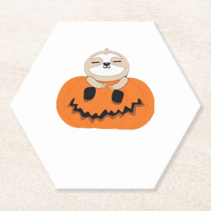 Halloween Pumpkin Sloth Classic T-Shirt Paper Coaster