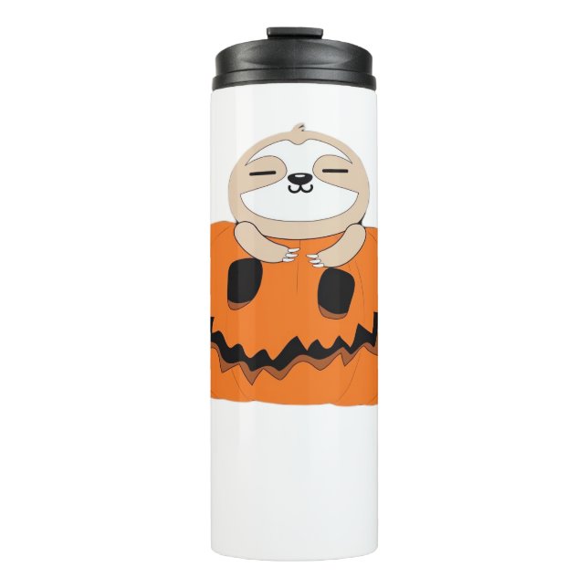 Halloween Pumpkin Sloth Classic T-Shirt Thermal Tumbler (Front)