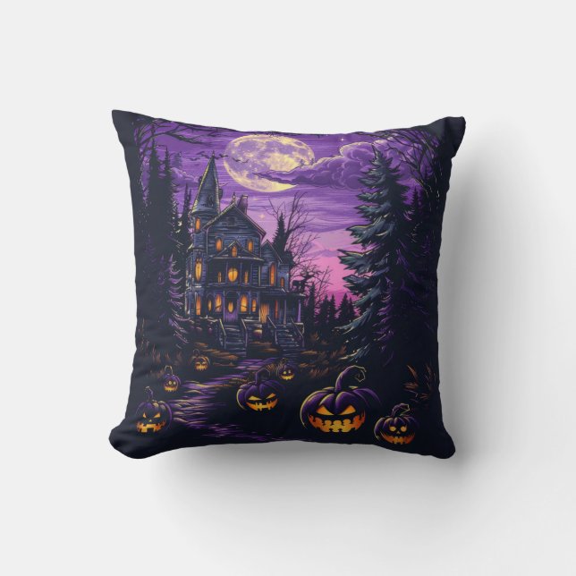 Halloween Pumpkin Smile Pillow Spooky Home Decor (Front)