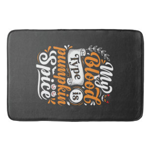 Halloween Pumpkin Spice Blood Type Retro Typograph Bath Mat