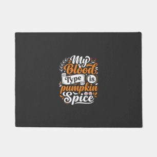 Halloween Pumpkin Spice Blood Type Retro Typograph Doormat
