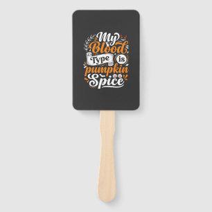 Halloween Pumpkin Spice Blood Type Retro Typograph Hand Fan