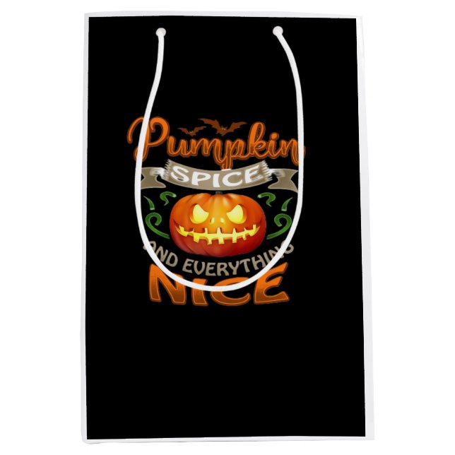 Halloween Pumpkin Spice Everything Nice Jack-O'-La Medium Gift Bag (Front)