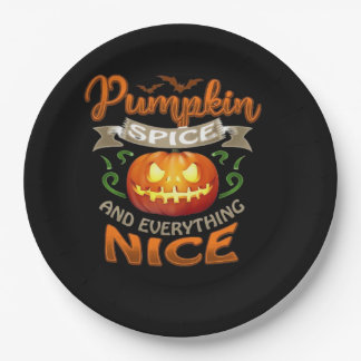 Halloween Pumpkin Spice Everything Nice Jack-O'-La Paper Plate