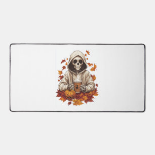 Halloween Pumpkin Spice Skeleton Desk Mat