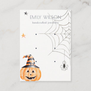 Halloween Pumpkin Spider Web 3 Earring Display Business Card