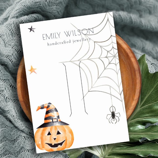 Halloween Pumpkin Spider Web Hair Clip Display Business Card (Creator Uploaded)