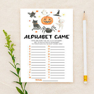 Halloween Pumpkin Spooky Alphabet Baby Shower Game Stationery