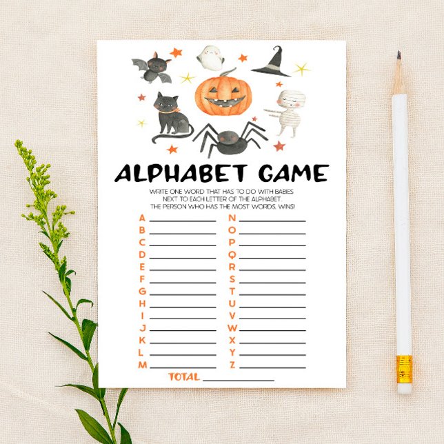 Halloween Pumpkin Spooky Alphabet Baby Shower Game Stationery (Creator Uploaded)