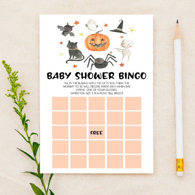 Halloween Pumpkin Spooky Bingo Baby Shower Game Stationery (Creator Uploaded)