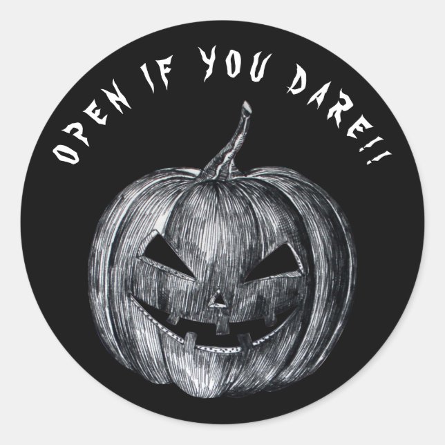 Halloween Pumpkin Spooky Black Classic Round Sticker (Front)