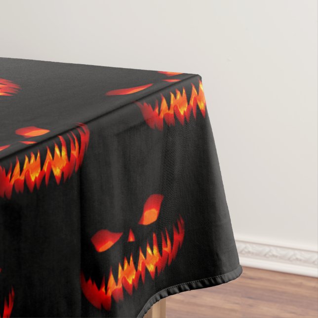 Halloween Pumpkin Spooky Scary Horror Orange Tablecloth (In Situ)