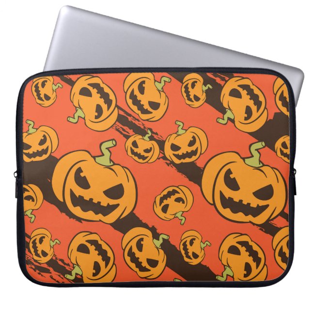 Halloween Pumpkin: Spooky Seamless Pattern Laptop Sleeve (Front)