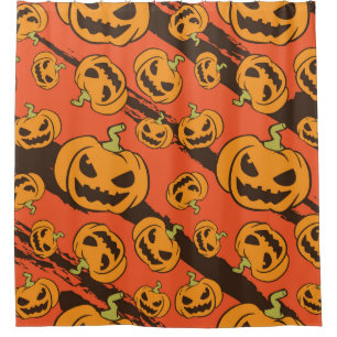 Halloween Pumpkin: Spooky Seamless Pattern Shower Curtain