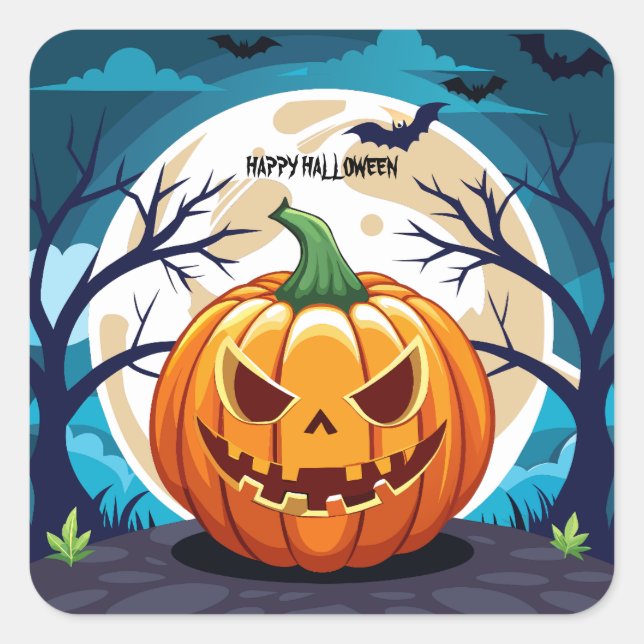 Halloween Pumpkin Square Sticker (Front)