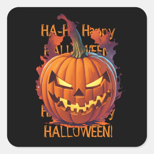 Halloween Pumpkin Square Sticker (Front)