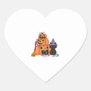 Halloween Pumpkin Stack with Black Cat, Candy & Mo Heart Sticker