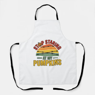 Halloween Pumpkin Stop Staring Funny Vintage_1 Apron