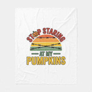 Halloween Pumpkin Stop Staring Funny Vintage_1 Fleece Blanket