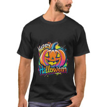 Halloween Pumpkin T-Shirt Colourful Happy Hallowen