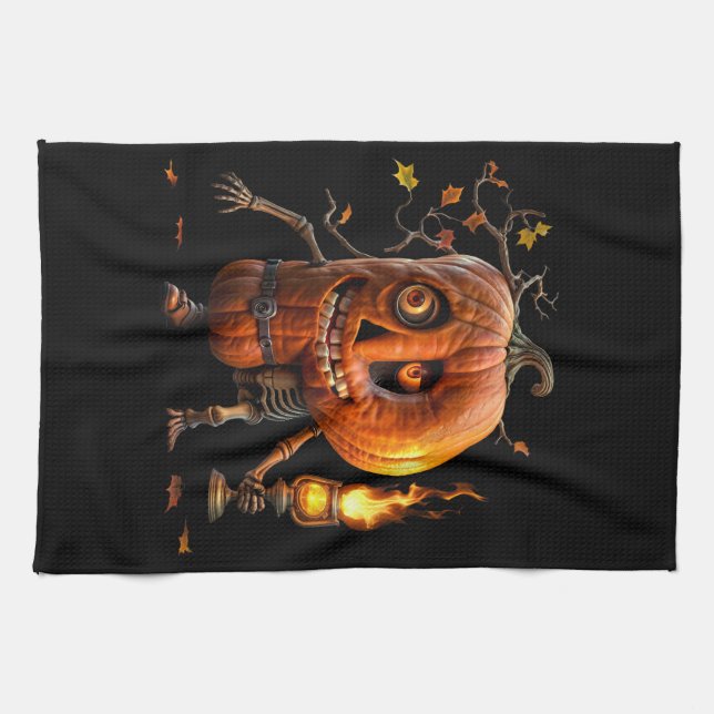 Halloween Pumpkin Tea Towel (Horizontal)
