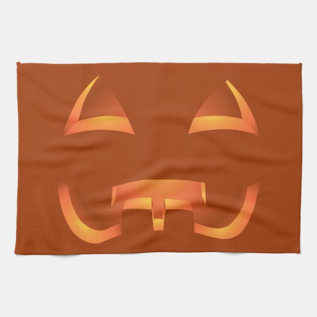 Halloween Pumpkin Towel Jack-O-Lantern Tea Towels (Horizontal)