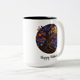 Halloween Pumpkin Tree  Two-Tone Coffee Mug