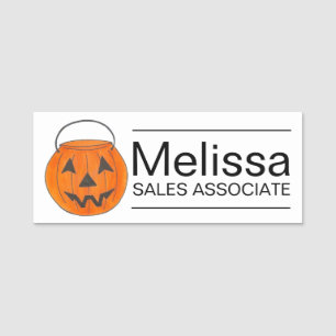 Halloween Pumpkin Trick-or-Treat Costume Shop Name Tag