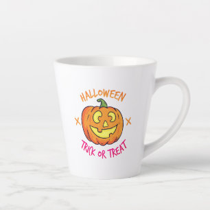 Halloween Pumpkin Trick or Treat Label Latte Mug