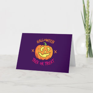 Halloween Pumpkin Trick or Treat Label Thank You Card