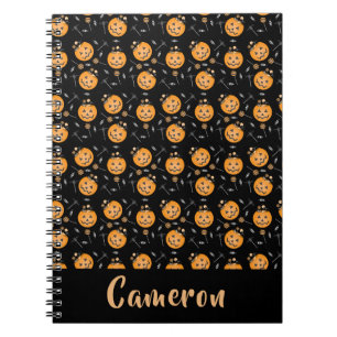 Halloween Pumpkin Trick Or Treat Name Personalise Notebook
