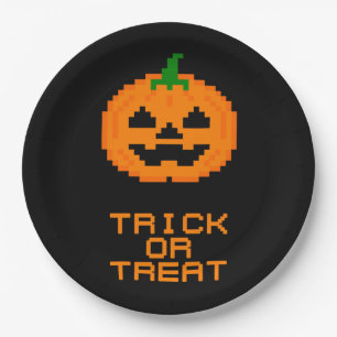 HALLOWEEN PUMPKIN - TRICK OR TREAT PAPER PLATE