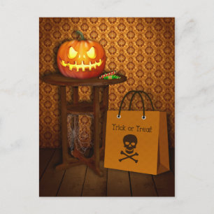 Halloween Pumpkin Trick or Treat Postcard