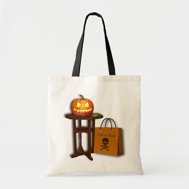 Halloween Pumpkin Trick or Treat Tote Bag (Front)