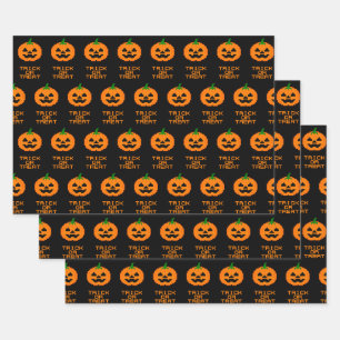 HALLOWEEN PUMPKIN - TRICK OR TREAT WRAPPING PAPER SHEET
