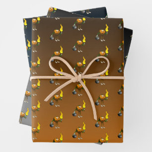 Halloween Pumpkin Trick or Treating Wrapping Paper Sheet