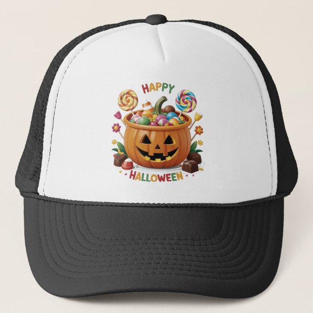 Halloween Pumpkin Trucker Hat (Front)