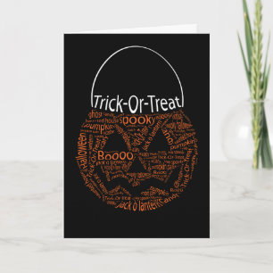 Halloween Pumpkin Typography Orange Black Card