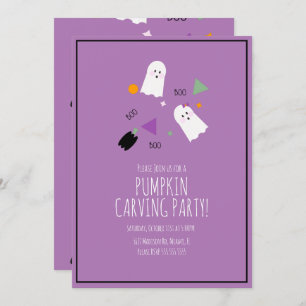 Halloween Pumpkin Very Cute Ghost Confetti Invitation