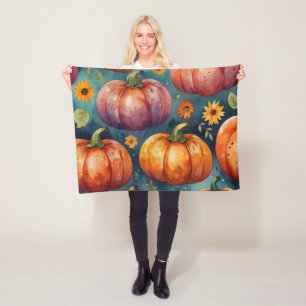 Halloween Pumpkin Vibes designer Fleece Blanket