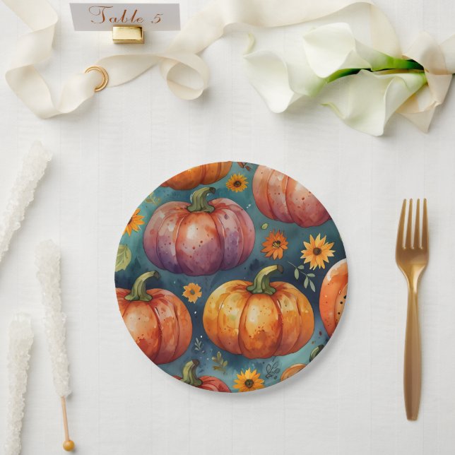 Halloween Pumpkin Vibes designer  Paper Plate (Wedding)