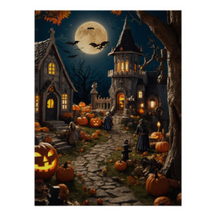 Halloween Pumpkin Village Poster