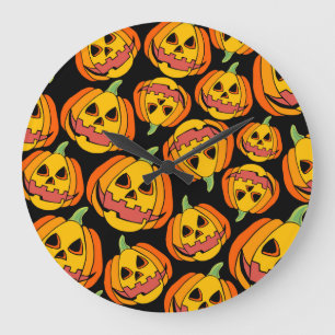 Halloween Pumpkin: Vintage Autumn Symbol Large Clock