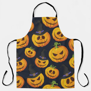 Halloween Pumpkin: Vintage Witch Pattern Apron